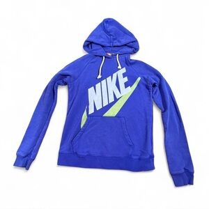 Nike Blue Pullover Hoodie Big Logo Swoosh Sweatshirt Size Small